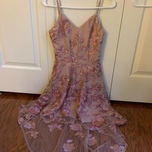 Nude/pink floral high low dress